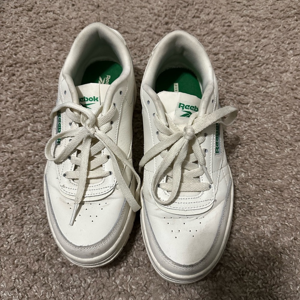 Reebok White and Green Sneakers